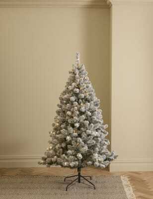 M&S Collection 6ft Pre-Lit Snowy Christmas Tree - White Mix, White Mix