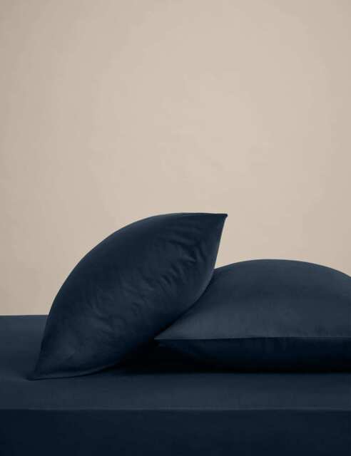 M&S 2 Pack Cotton Rich Pillowcases Navy