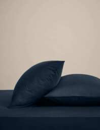 M&S 2 Pack Cotton Rich Pillowcases Navy