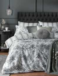 Laura Ashley 2 Pack Pure Cotton Tuileries Pillowcases Charcoal Mix