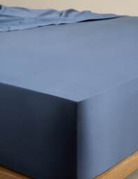 M&S Egyptian Cotton 400 Thread Count Silky StayPut Fitted Sheet Slate Blue