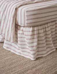 Piglet In Bed Linen Rich Kemptown Striped Valance Sheet Red Mix