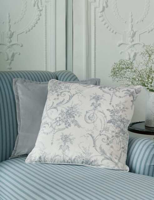 Laura Ashley Tuileries Velvet Piped Cushion Light Grey