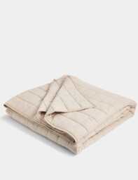 M&S Cotton Rich Quilted Throw Neutral