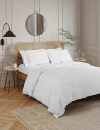 M&S Collection Egyptian Cotton 230 Thread Count Duvet Cover - DBL - Ice White, Ice White,Khaki,Blue/Green,Air Force Blue,Granite,Dusted Mauve,Silver Grey,Midnight Navy,Cream,Slate Blue,Mink,Light Duck Egg,Light Wedgewood,Dusted Pink,Medium Grey