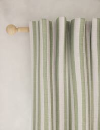 M&S Pure Cotton Striped Multiway Curtains Green Mix
