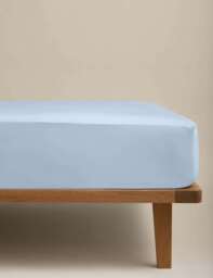 M&S Egyptian Cotton 230 Thread Count Crisp Fitted Sheet Dusty Blue
