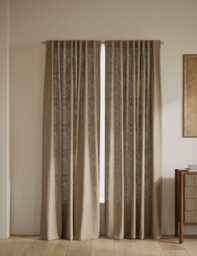 M&S Pure Cotton Gingham Semi-Sheer Multiway Curtains Neutral
