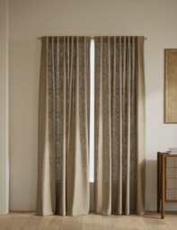M&S Pure Cotton Gingham Semi-Sheer Multiway Curtains Neutral