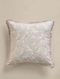 M&S Pure Cotton Floral Embroidered Cushion Natural Mix