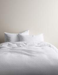 M&S Pure Cotton Waffle Bedding Set White