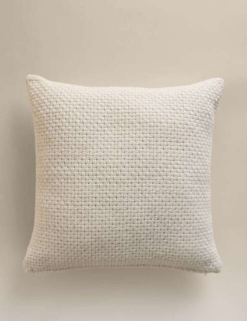 M&S Pure Wool Basket Weave Cushion Ecru