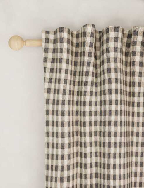 M&S Chenille Gingham Multiway Blackout Curtains Dark Grey Mix