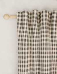 M&S Chenille Gingham Multiway Blackout Curtains Dark Grey Mix