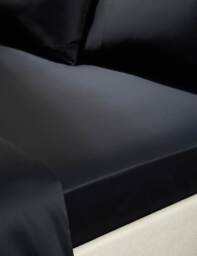 M&S X Kelly Hoppen 500TC Cotton Sateen Deep Fitted Sheet Black