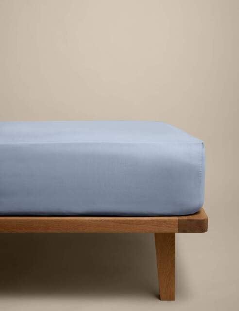 M&S Cotton Rich Deep Fitted Sheet Dusty Blue