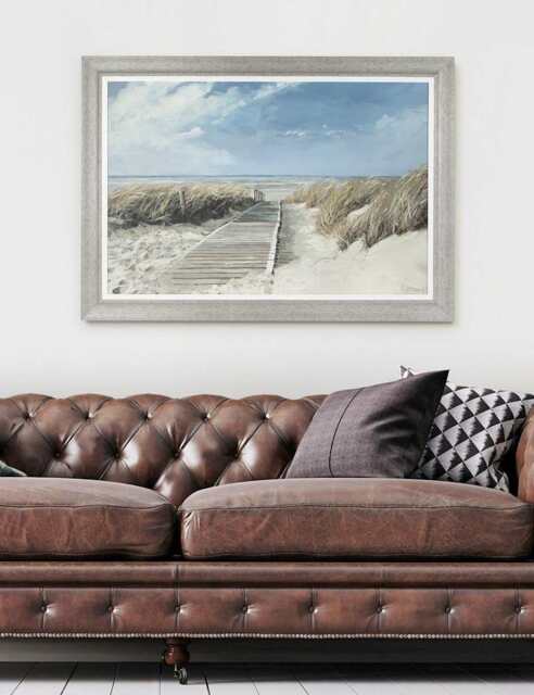 Gallery Direct View to the Sea Rectangle Framed Canvas Blue