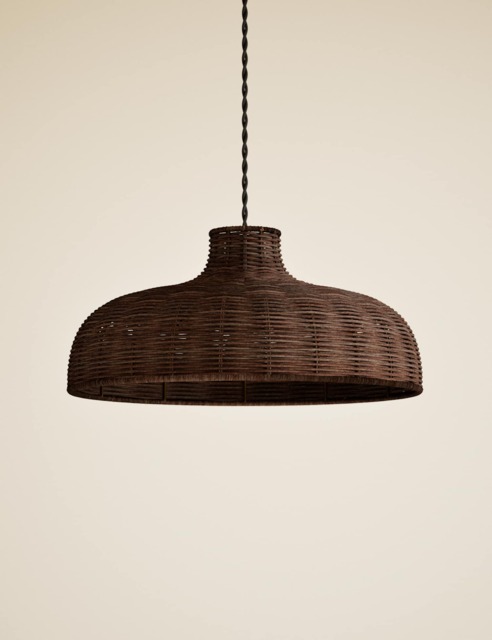 M&S Rattan Easy Fit Ceiling Lamp Shade Dark Brown