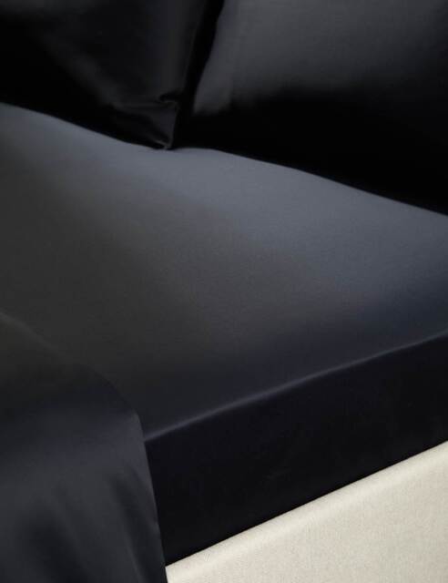 M&S X Kelly Hoppen 500TC Cotton Sateen Extra Deep Fitted Sheet Black
