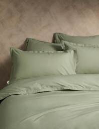 M&S X Fired Earth Washed Cotton Duvet Cover Weald Green