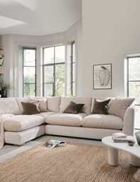 BARKER AND STONEHOUSE Palmer Textured Chenille Left Hand Corner Sofa Neutral