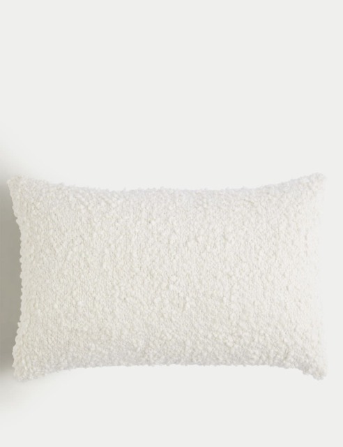 M&S Pure Cotton Boucle Bolster Cushion Cream