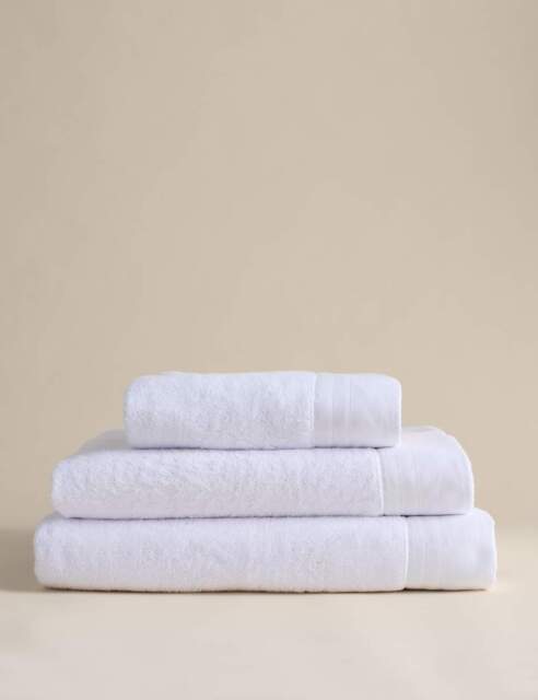 M&S Pure Cotton Towel with Linen Border White
