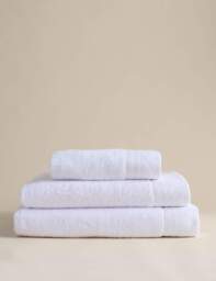 M&S Pure Cotton Towel with Linen Border White