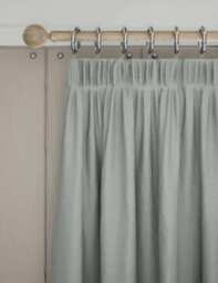 M&S Brushed Pencil Pleat Blackout Thermal Curtains Grey