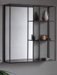 Gallery Direct Bassan Rectangular Hanging Mirror with Shelf Black