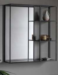 Gallery Direct Bassan Rectangular Hanging Mirror with Shelf Black