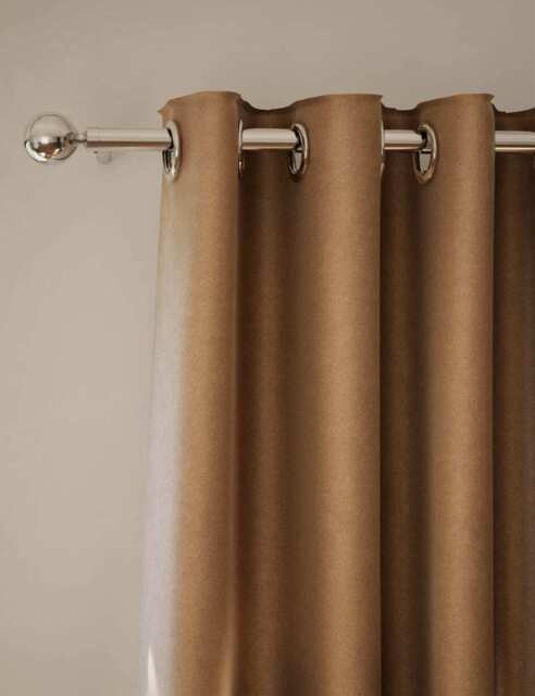 M&S Velvet Eyelet Curtains Bronze