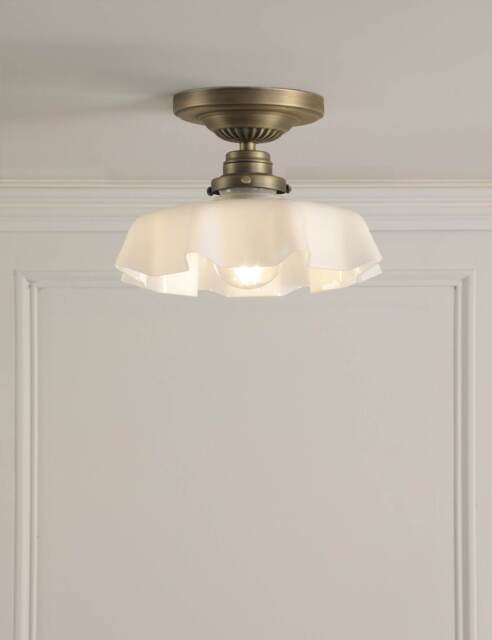 Laura Ashley Banham Glass Semi Flush Ceiling Light Antique Brass
