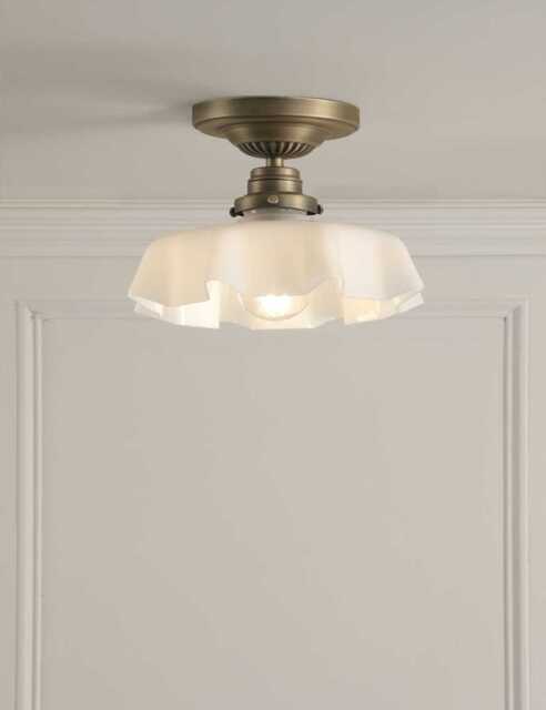 Laura Ashley Banham Glass Semi Flush Ceiling Light Antique Brass