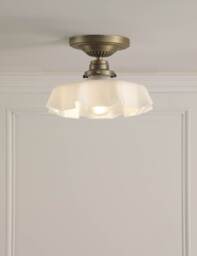 Laura Ashley Banham Glass Semi Flush Ceiling Light Antique Brass