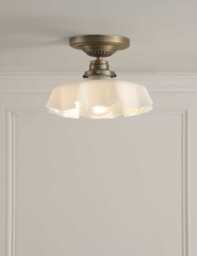 Laura Ashley Banham Glass Semi Flush Ceiling Light Antique Brass