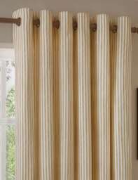 YARD Hebden Pure Cotton Striped Eyelet Curtains Yellow Mix
