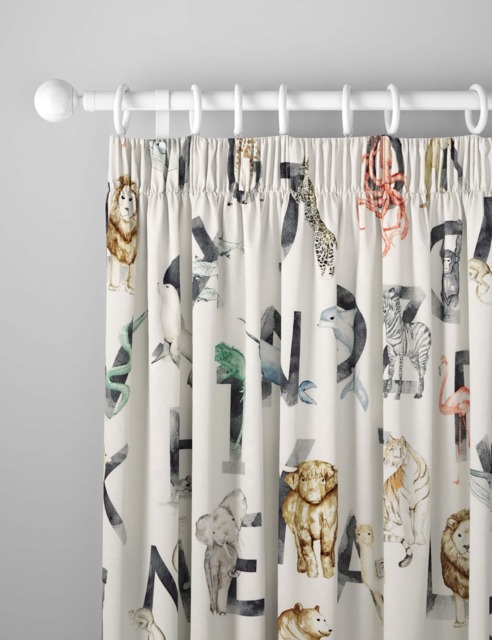 M&S Cotton Rich Alphabet Blackout Kids' Curtains WDR54 Multi