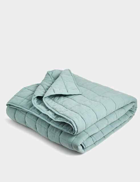 M&S Cotton Rich Quilted Throw Sage