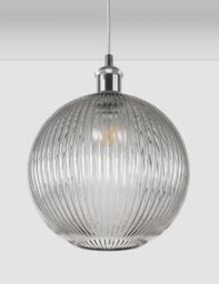 M&S Ridged Glass Ceiling Lamp Shade - Smoke, Smoke,Champagne