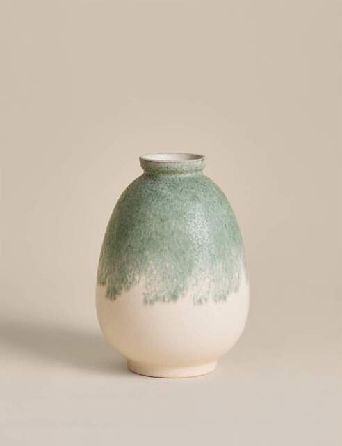 M&S Medium Rounded Ceramic Vase Green