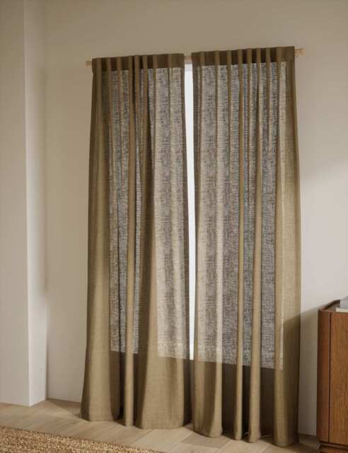 M&S Cotton Linen Blend Sheer Multiway Curtains Neutral