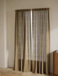 M&S Cotton Linen Blend Sheer Multiway Curtains Neutral