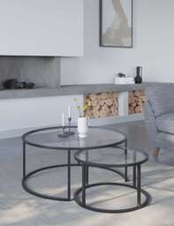 Gallery Direct Milan Metal & Glass Nest of Tables Black