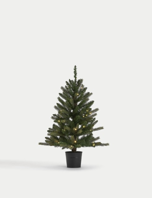 M&S Collection 3ft Pre-Lit Noble Christmas Tree - Green, Green