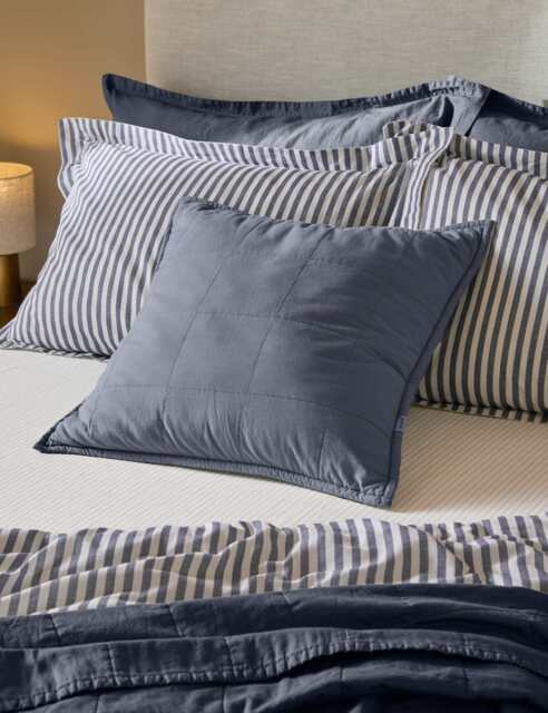 YARD Hebden Quilted Cotton Cushion Blue