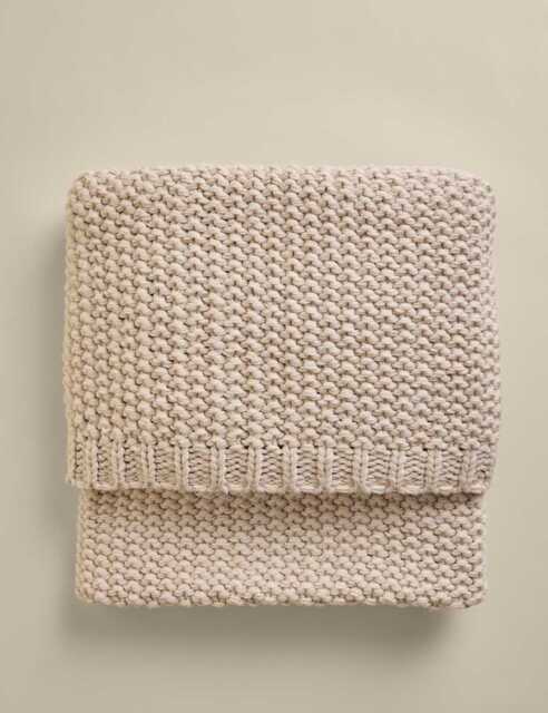 M&S Chunky Knit Throw Neutral