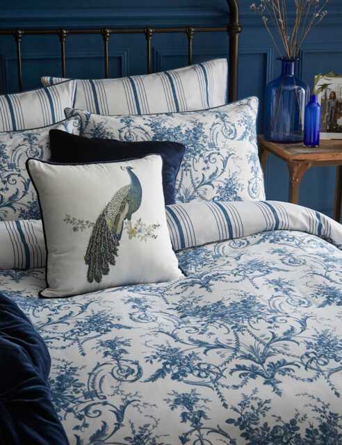Laura Ashley 2 Pack Pure Cotton Tuileries Pillowcases Blue Mix