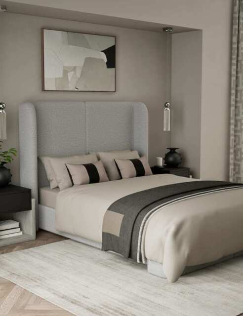 M&S X Kelly Hoppen 500 Thread Count Pure Cotton Sateen Bedding Set Taupe