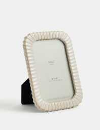 M&S Ceramic Ridged Photo Frame 4x6 Inch Neutral